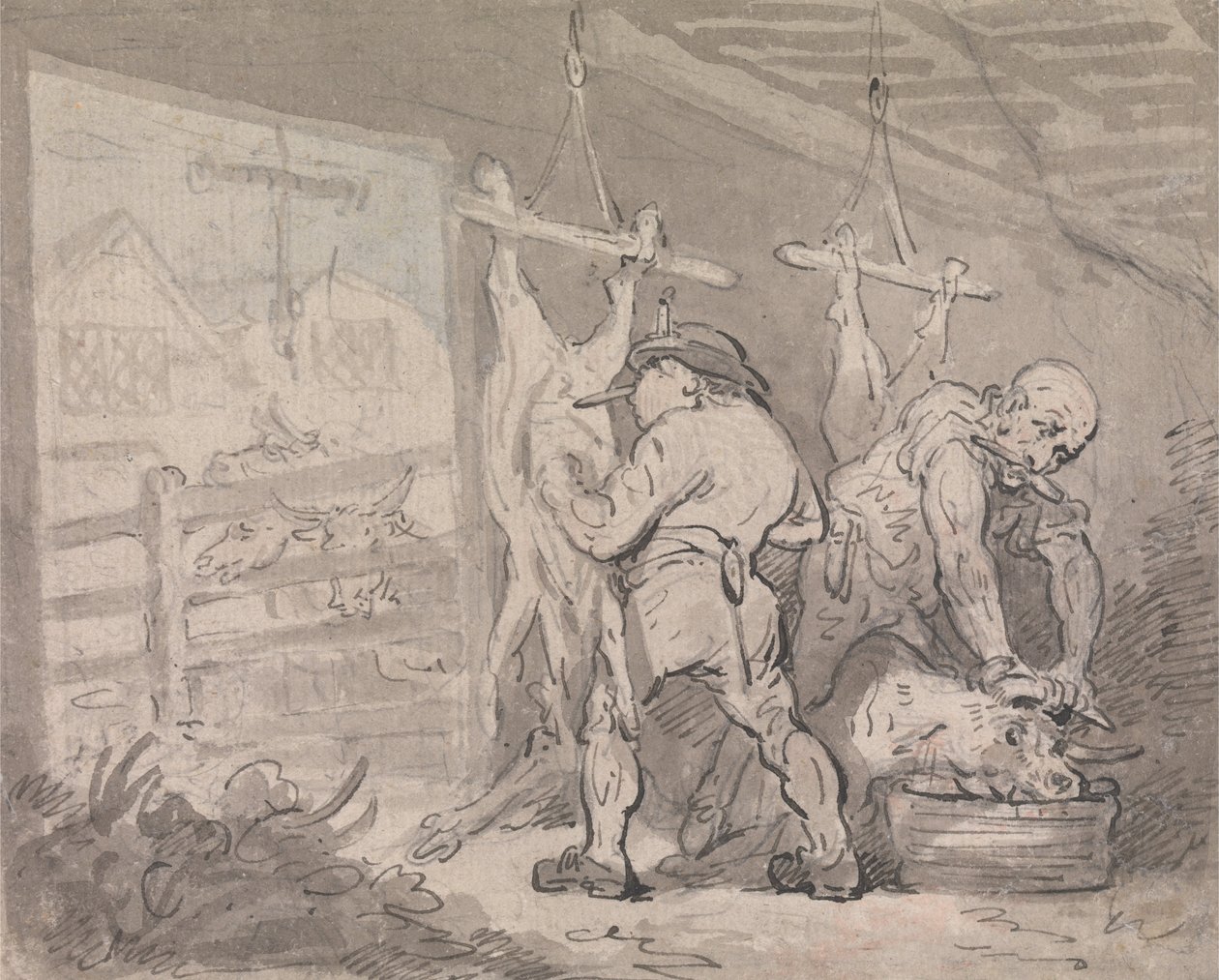 The Slaughterhouse by Thomas Rowlandson