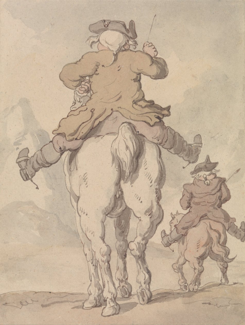 Two Men on Horseback Seen from Behind by Thomas Rowlandson