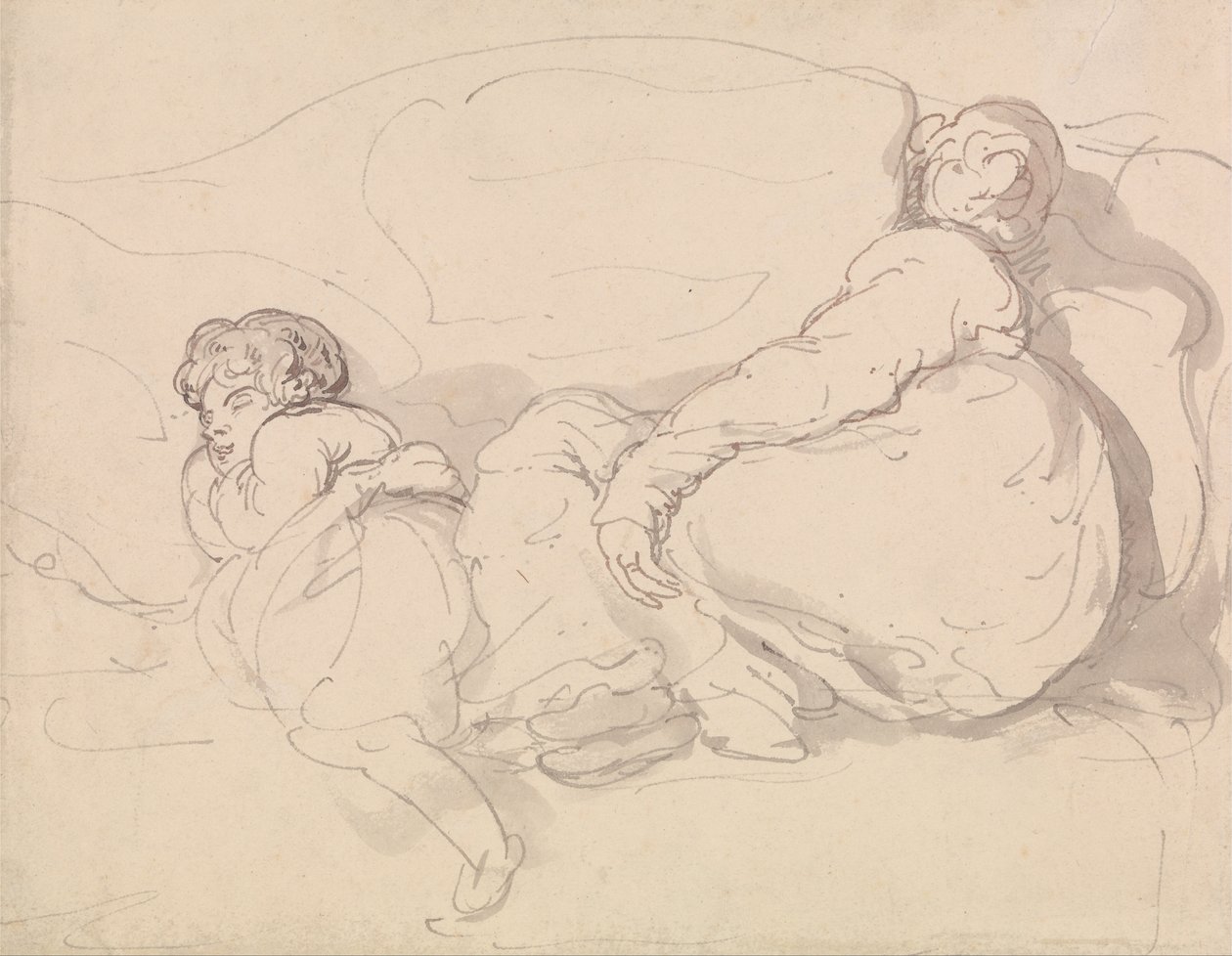 Two Sleeping Figures by Thomas Rowlandson