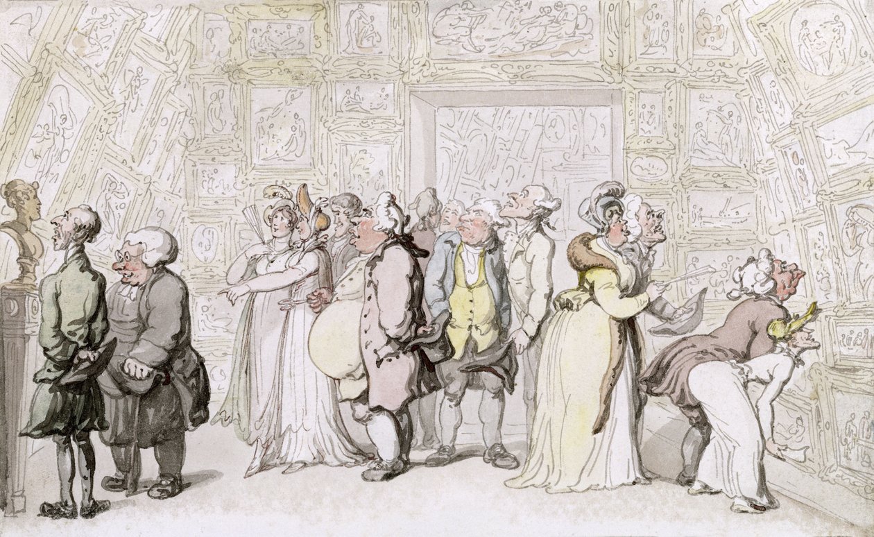 Viewing at the Royal Academy, c.1815 by Thomas Rowlandson