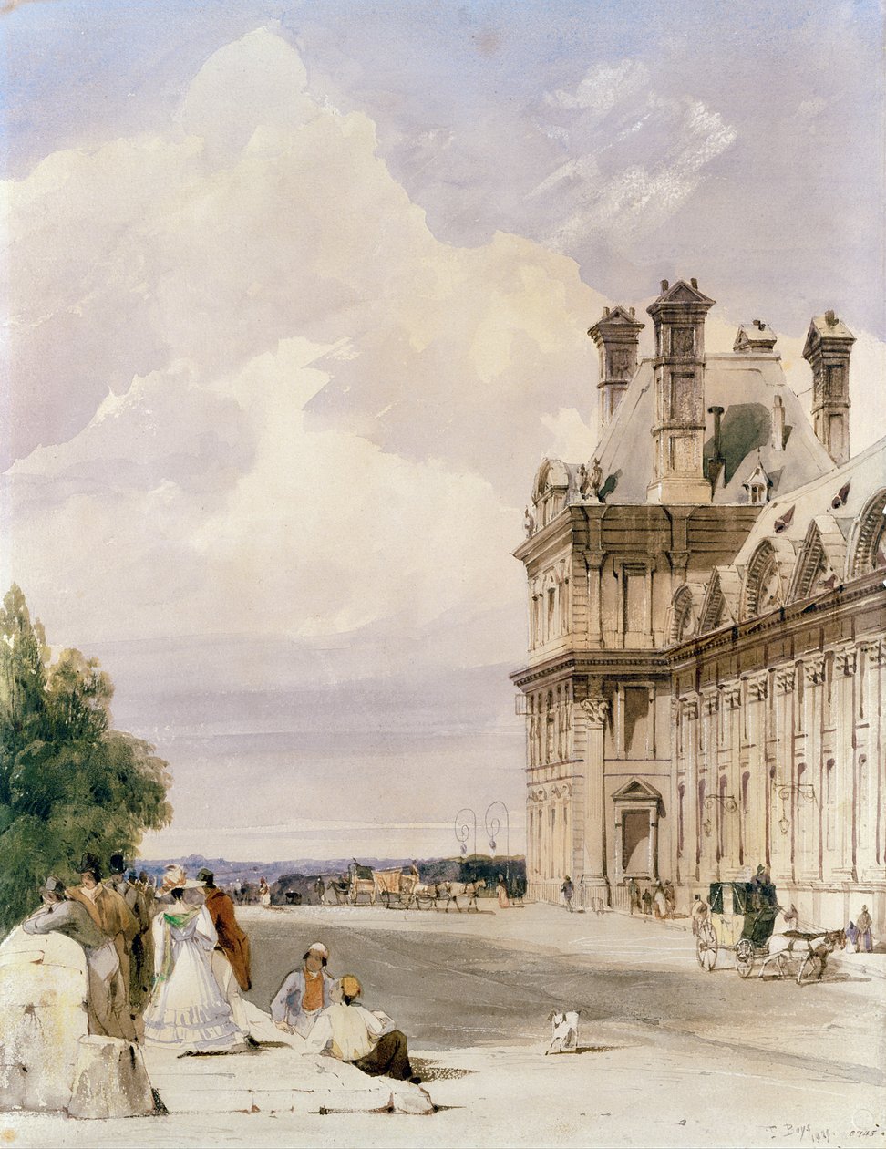 View near the Pont Royal, with the Pavillon de Flore, Tuileries by Thomas Shotter Boys