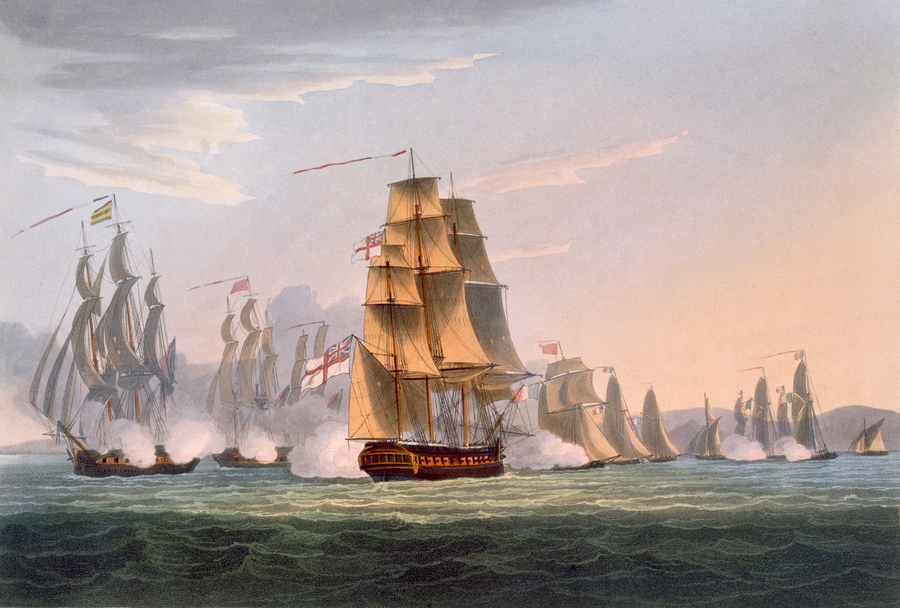 Capture of Le Sparviere, May 3rd 1810 by Thomas Whitcombe