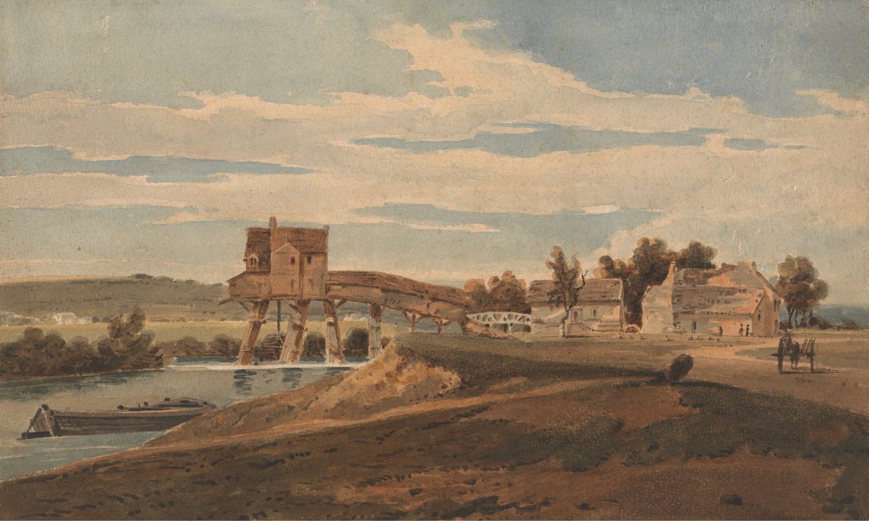 The Watermill above the Bridge at Charenton by Thomas after Girtin