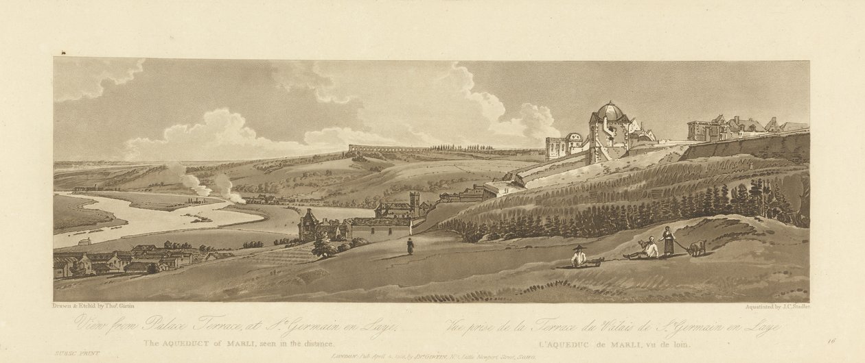 View of the Marly Aqueduct from Palace Terrace at St. Germain en Laye, engraved by Joseph Constantine Stadler, 1803 by Thomas after Girtin