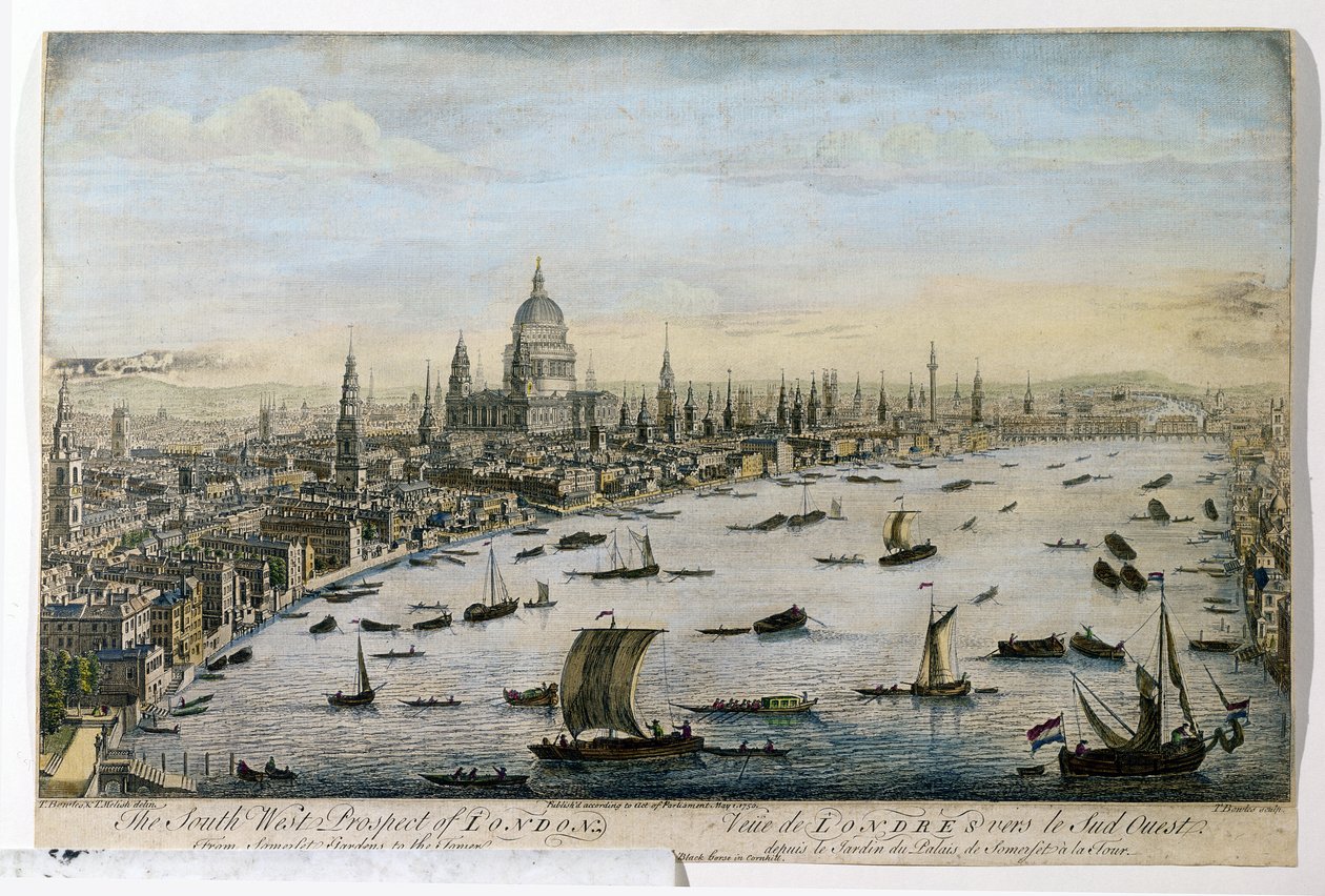 The South-West Prospect of London from Somerset Gardens, Engraved by Thomas Bowles by Thomas Bowles