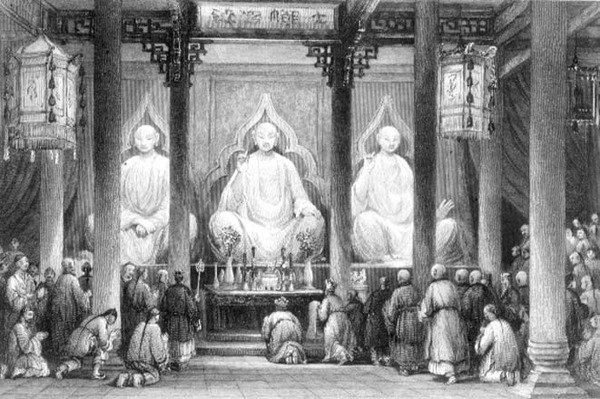 Great Temple at Hunan, Canton by Thomas (after) Allom