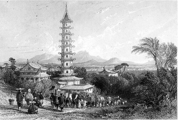 Porcelain Tower, Nanking by Thomas (after) Allom