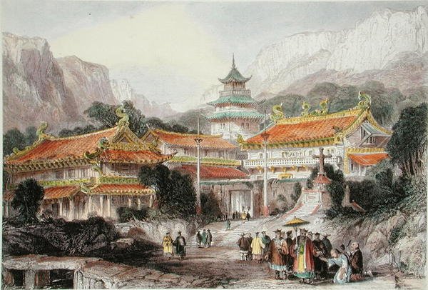 The Great Temple at Poo-Too, Chusan Islands, c.1850 by Thomas (after) Allom