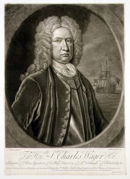 Portrait of Sir Charles Wager (1666-1743) Admiral of the Blue Squadron, Engraved by John Faber (1684-1756) 1732 by Thomas (after) Gibson