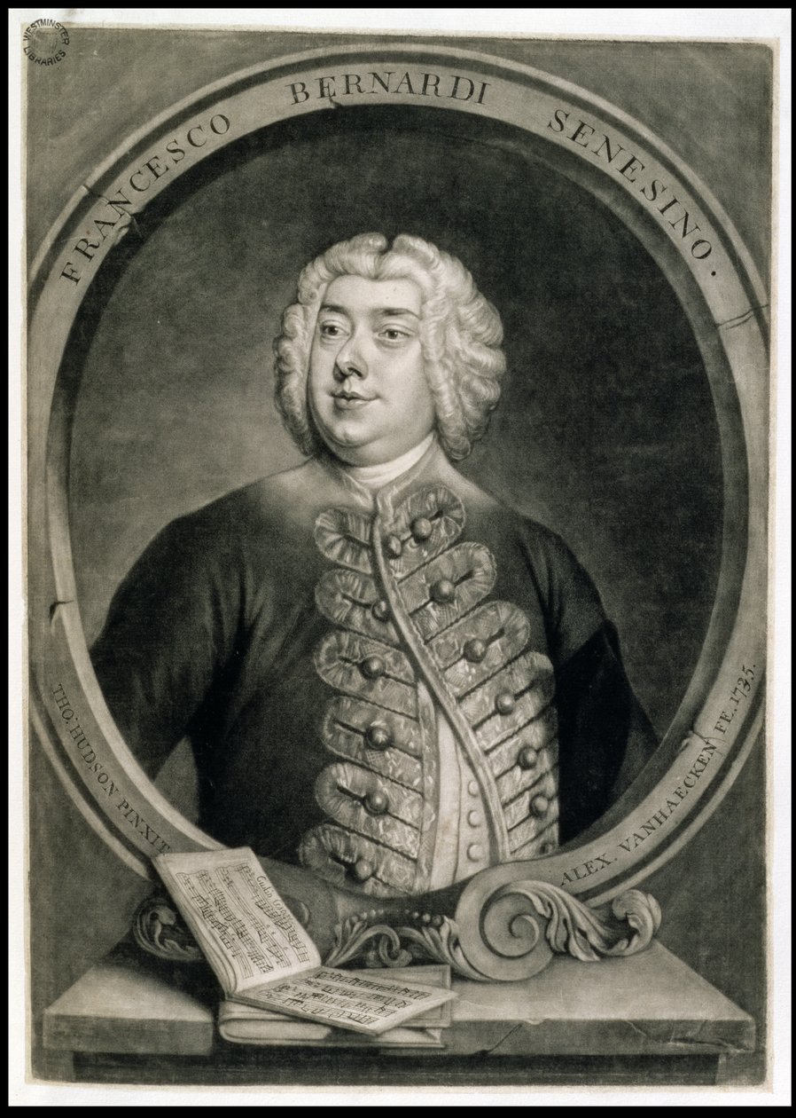 Francesco Bernardi Senesino, engraved by Alexander van Haecken by Thomas (after) Hudson