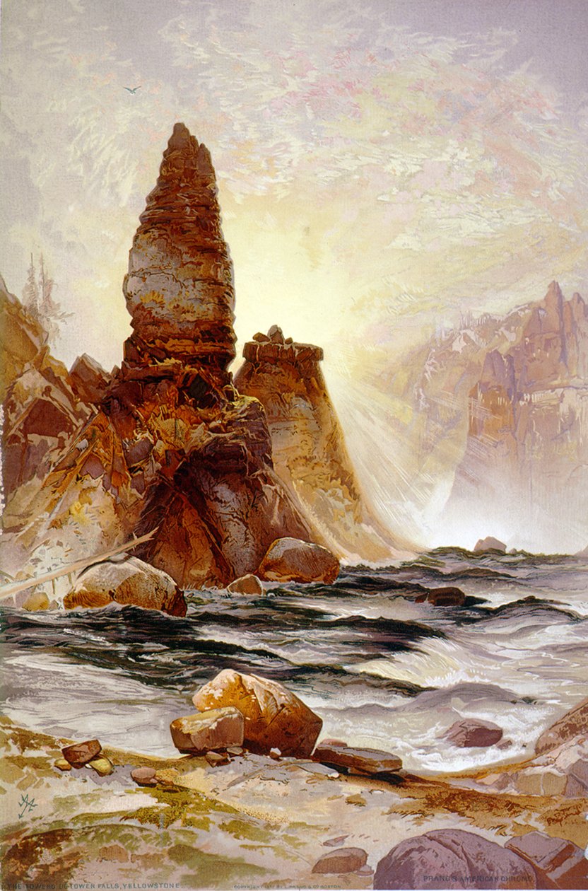 The Tower of Tower Falls, Yellowstone by Thomas (after) Moran