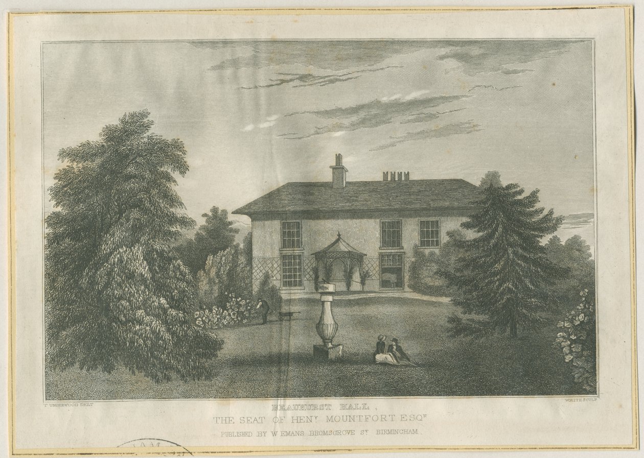 Checkley - Beauhurst Hall by Thomas (after) Underwood