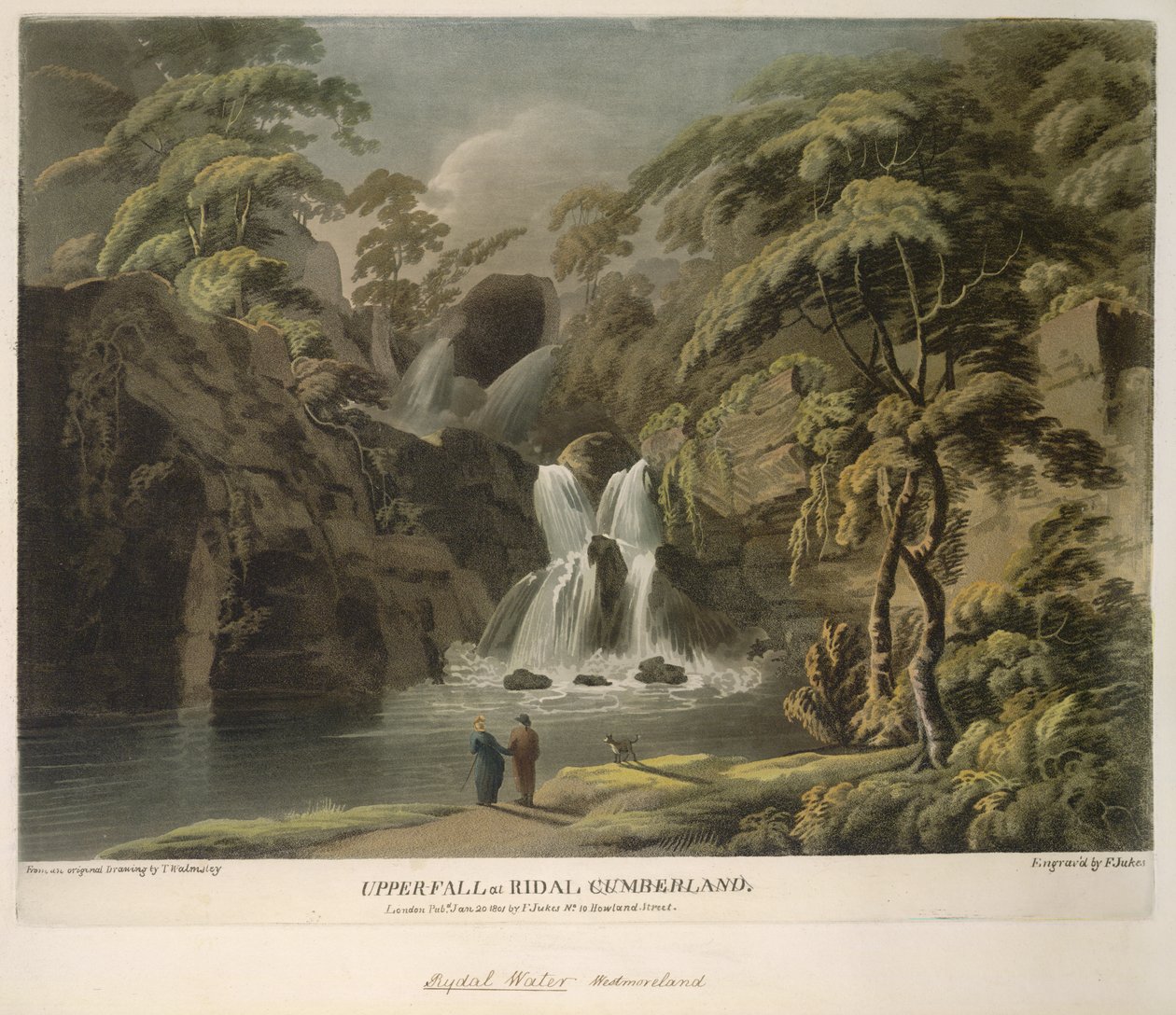 Upper Fall at Ridal, Cumberland, engraved by F. Jukes by Thomas (after) Walmsley