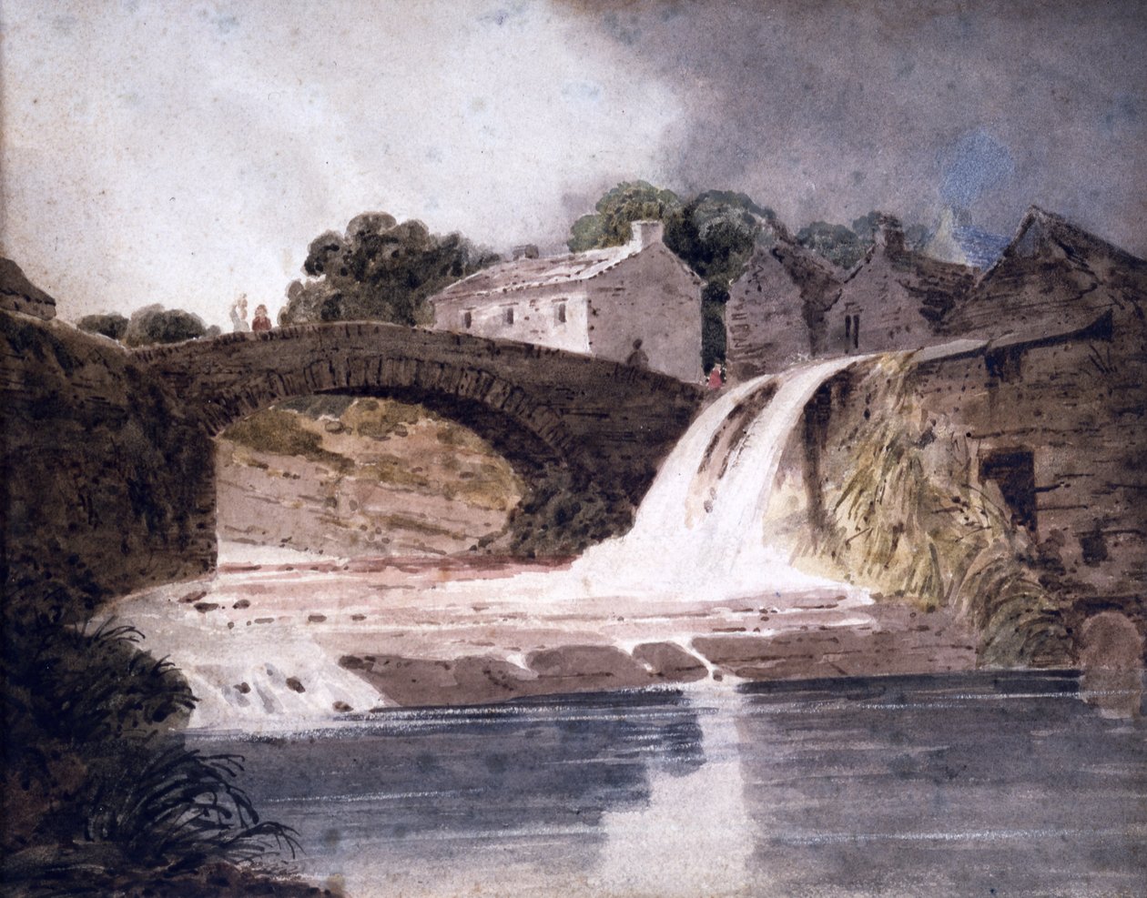 Bridge and Waterfall by Thomas (attr. to) Girtin