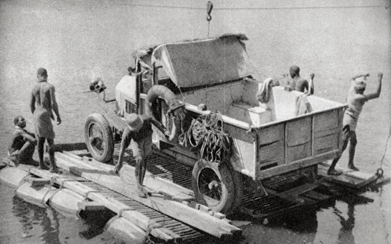 Crossing the Chambesi River on a Broken Pontoon, Northern Rhodesia, 1925-1927 by Thomas A. Glover