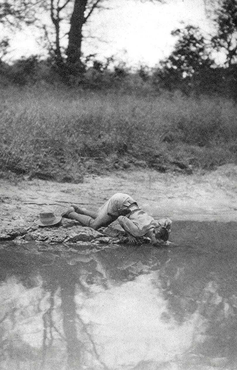 Errol Hinds Drinking, Mongalla to Terrakekka, Sudan by Thomas A. Glover