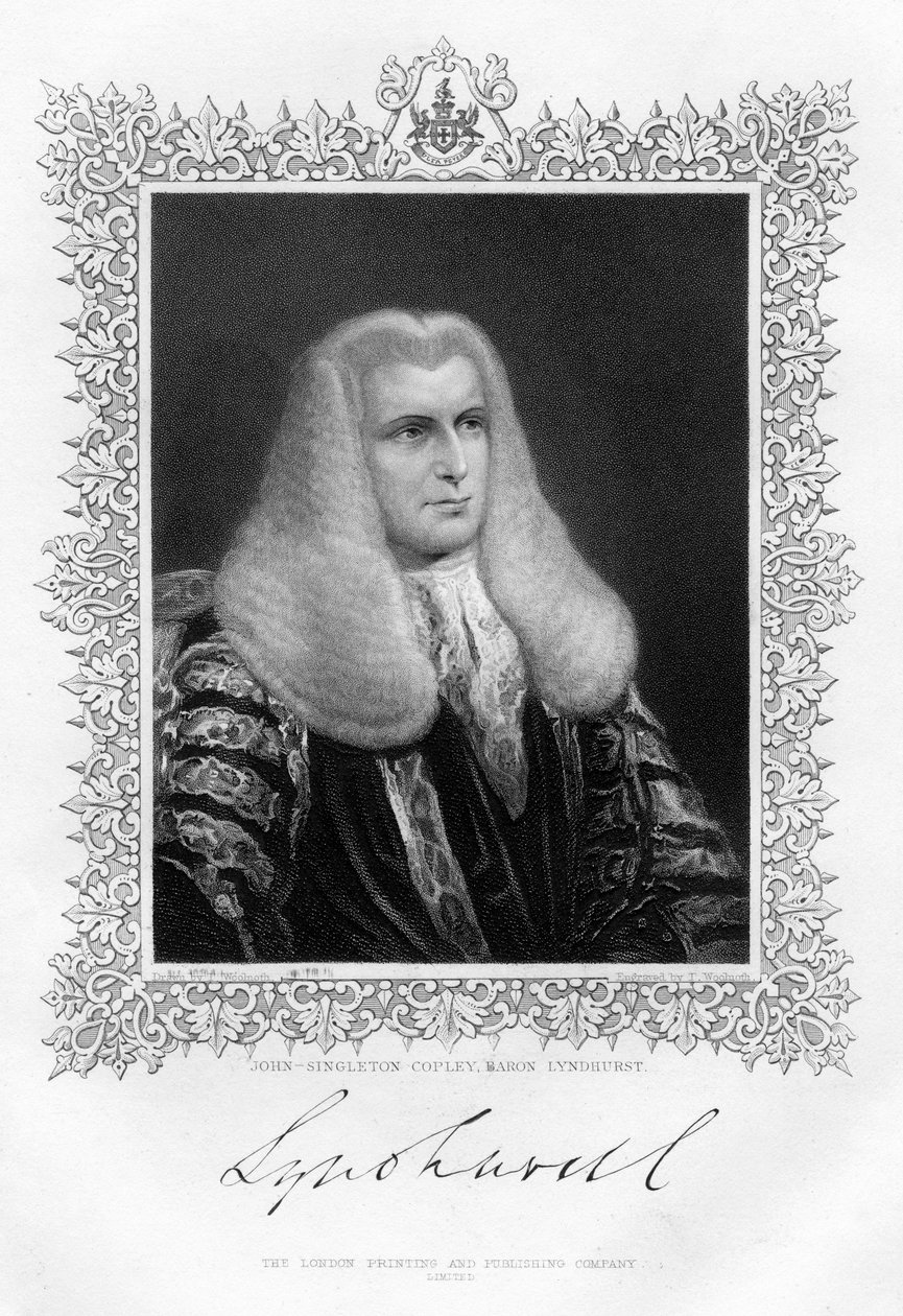 John Singleton Copley 1738-1815, British Lord Chancellor and politician, 19th century by Thomas A. Woolnoth