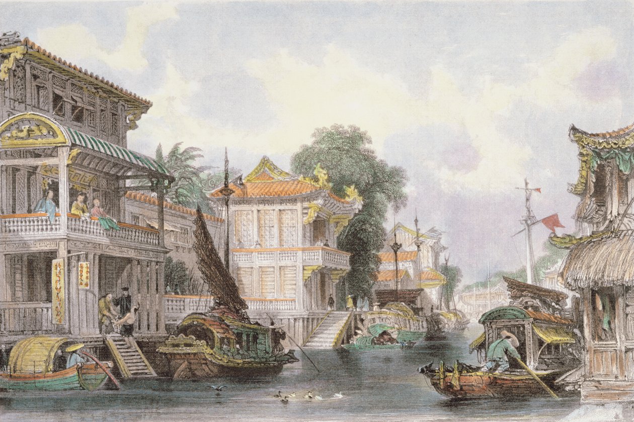 Scene on the Horan Canal near Canton, c.1850 by Thomas Allom