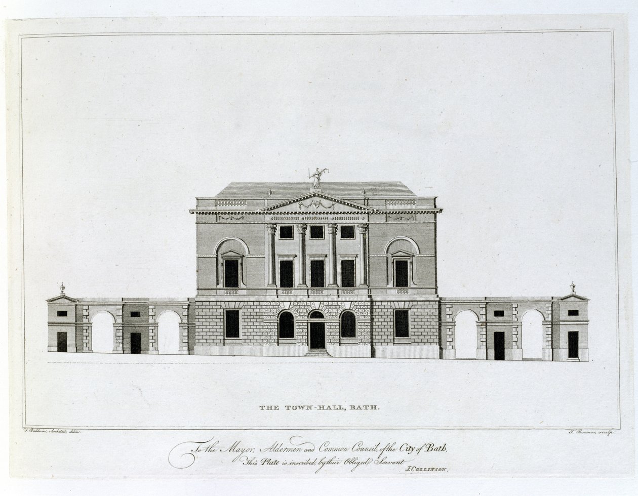 The Town Hall, Bath, engraved by T. Bonnor by Thomas Baldwin