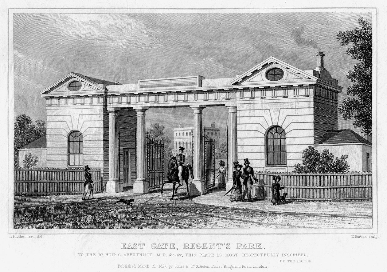 East Gate, Regents Park, London, 1827 by Thomas Barber