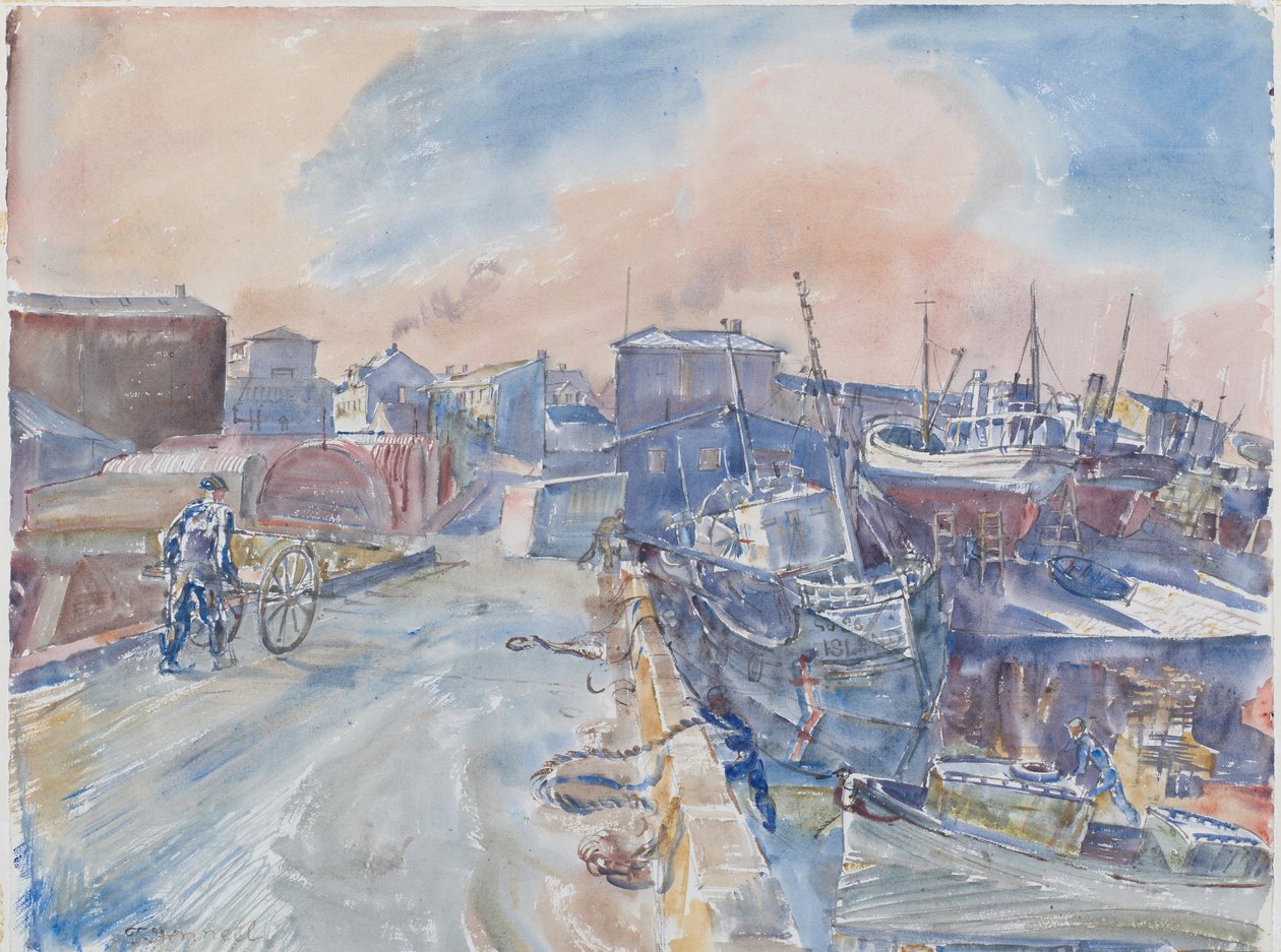 Reykjavik From Main Quay, Frosty Morning, Iceland by Thomas Barclay Hennell