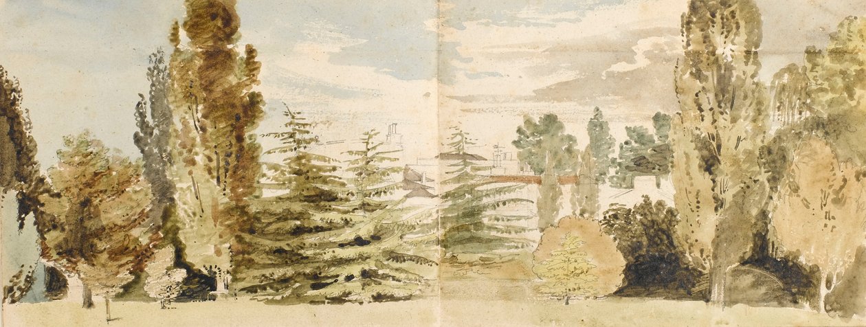 A view of Merton Place from the west seen across lawns and the river by Thomas Baxter