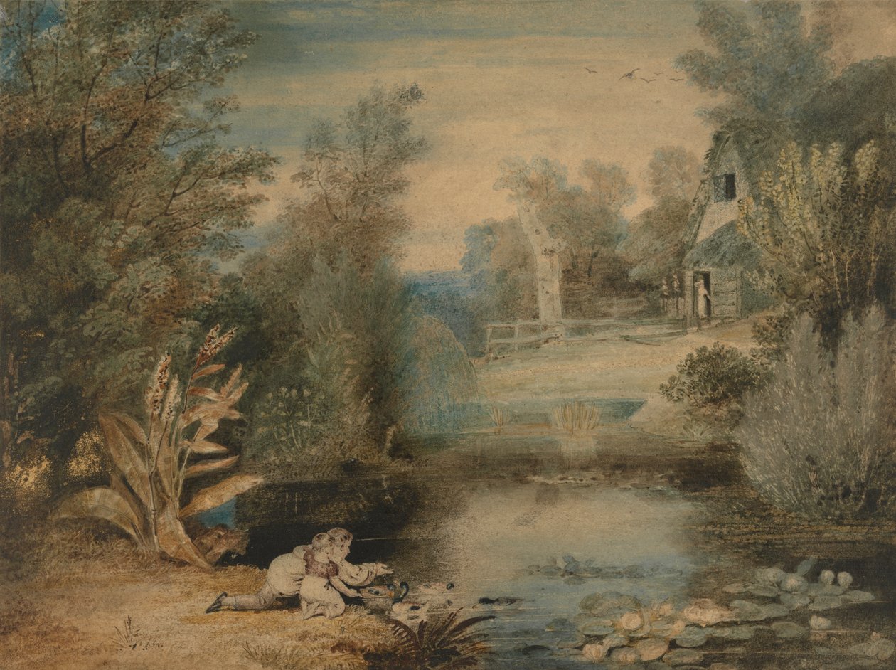 My Father Feeding Ducks, Drawn by His Father by Thomas Baxter