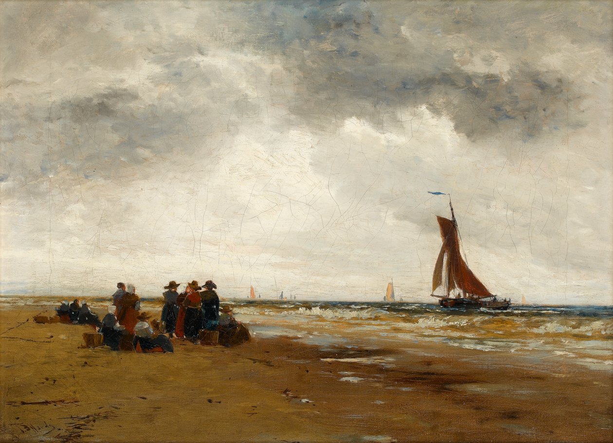 Waiting for the Fishing Boats Return, Holland by Thomas Bush Hardy