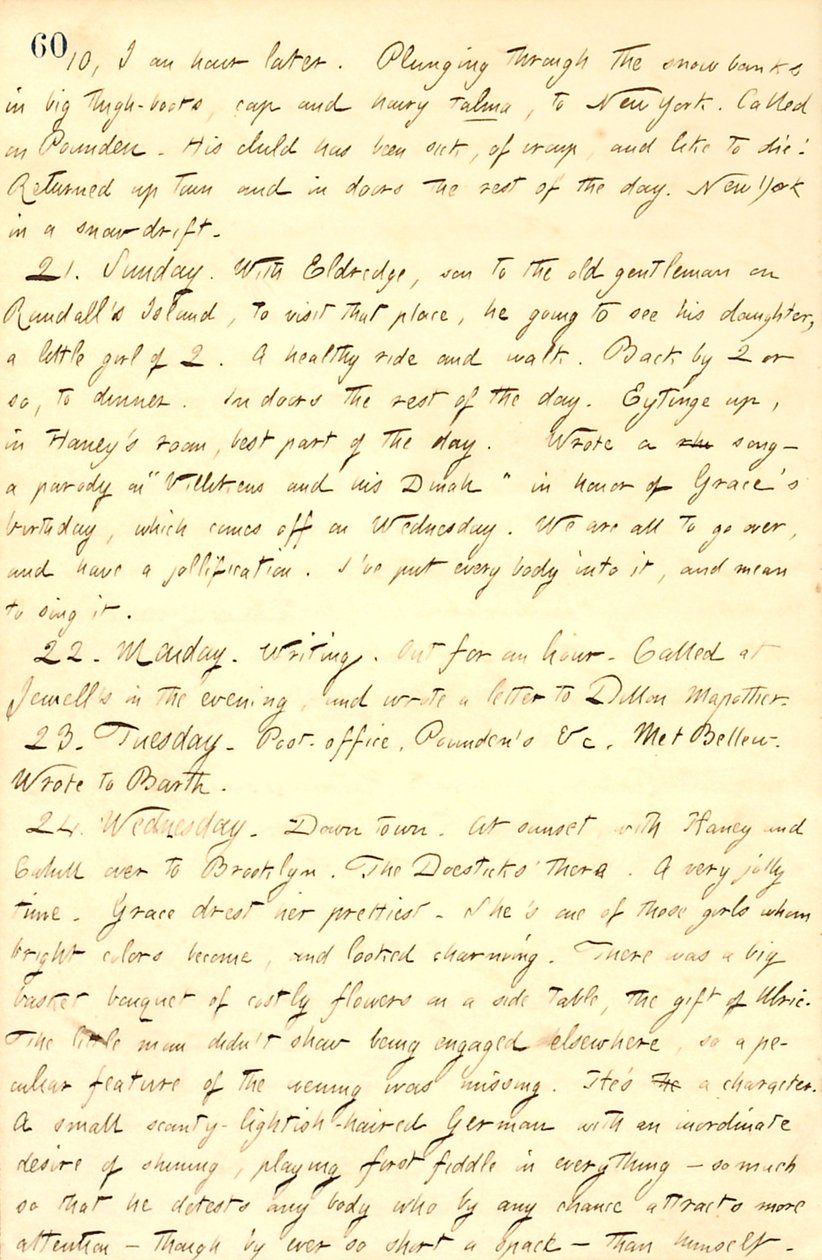 Thomas Butler Gunn Diaries - Volume 9, page 71, February 20-24, 1858 by Thomas Butler Gunn