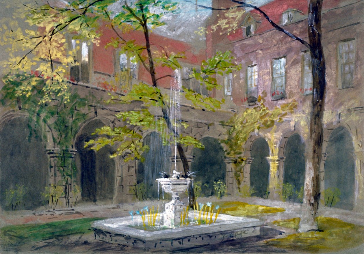 View of the Little Cloister in Westminster Abbey, London, c1858 by Thomas Cafe