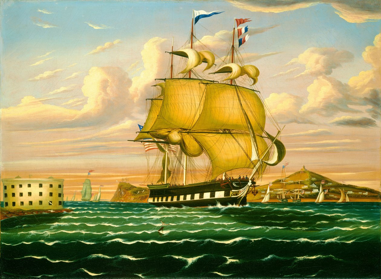Packet Ship Passing Castle Williams, New York Harbor, mid 19th century by Thomas Chambers