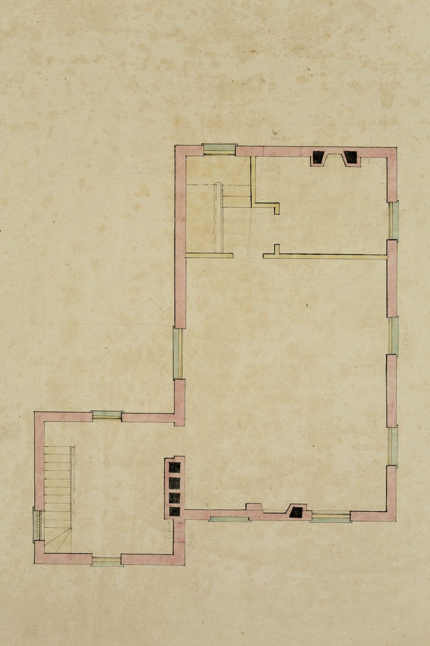 Floor Plan of the Second Floor of the Proposed Villa at Catskill by Thomas Cole
