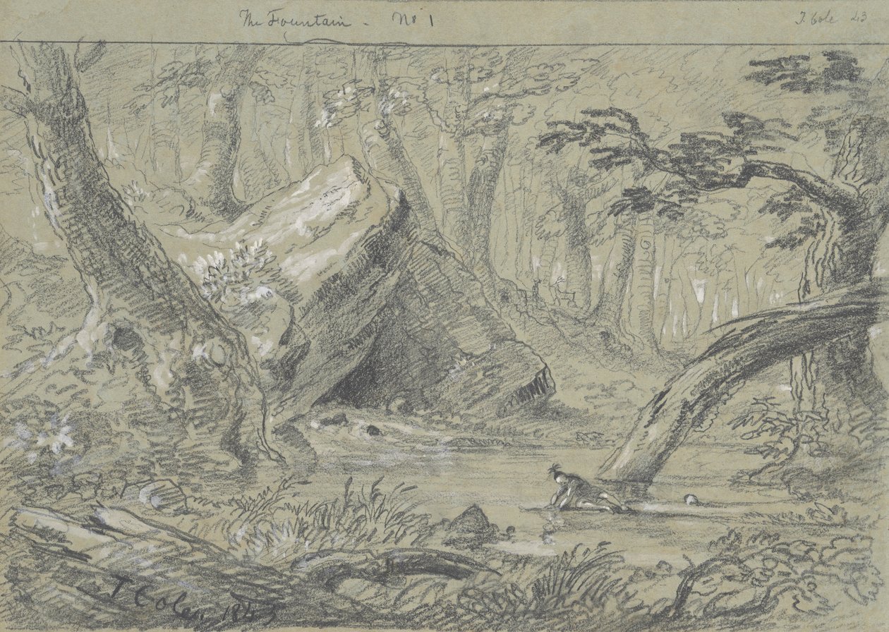The Fountain, No. 1: The Wounded Indian Slaking His Death Thirst by Thomas Cole