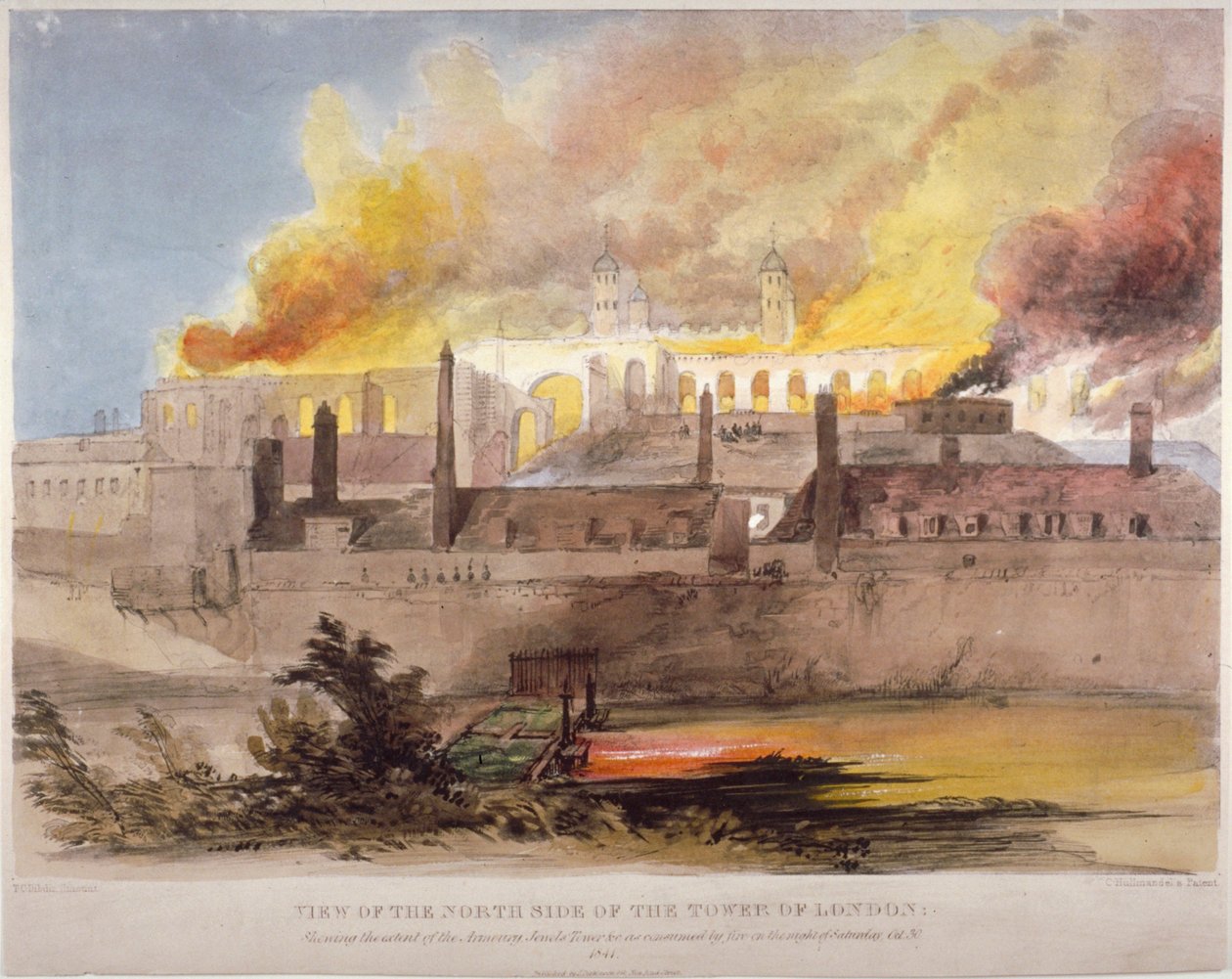 Fire at the Armoury in the Tower of London, 30 October 1841 by Thomas Colman Dibdin