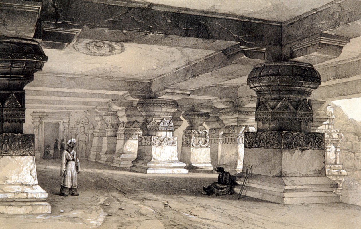 Interior of Lanka, Ellora, India by Thomas Colman Dibdin