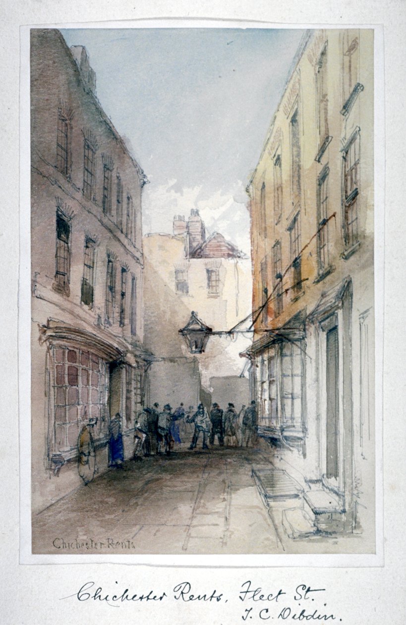 View in Chichester Rents, Fleet Street, City of London by Thomas Colman Dibdin