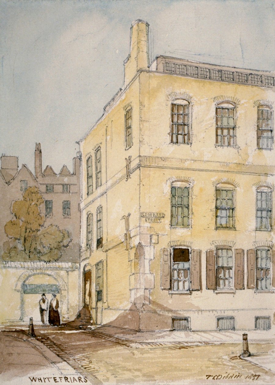 View of Whitefriars Showing the Corner of Lombard Street, City of London by Thomas Colman Dibdin