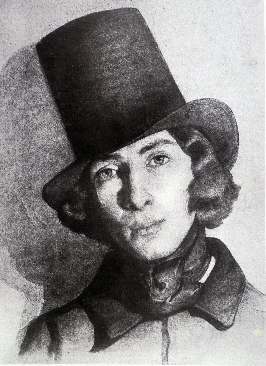 Portrait of Maurice Sand (1823-1889), son of George Sand, 21 years old - Undated drawing by Thomas Couture - this drawing was for a long time considered to be that of his mother George Sand by Thomas Couture