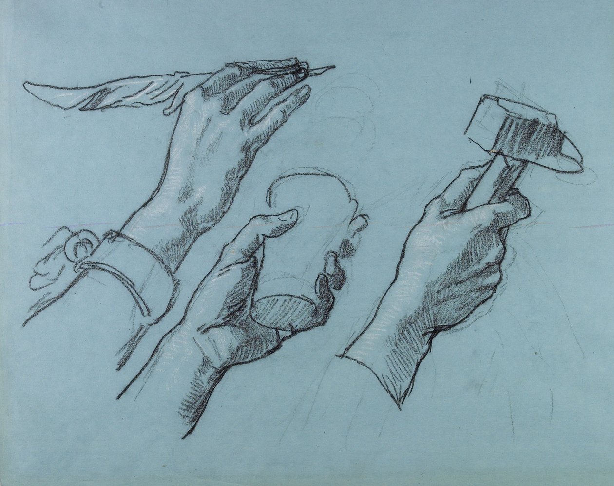 Three Studies of Hands, c. 1876 by Thomas Couture