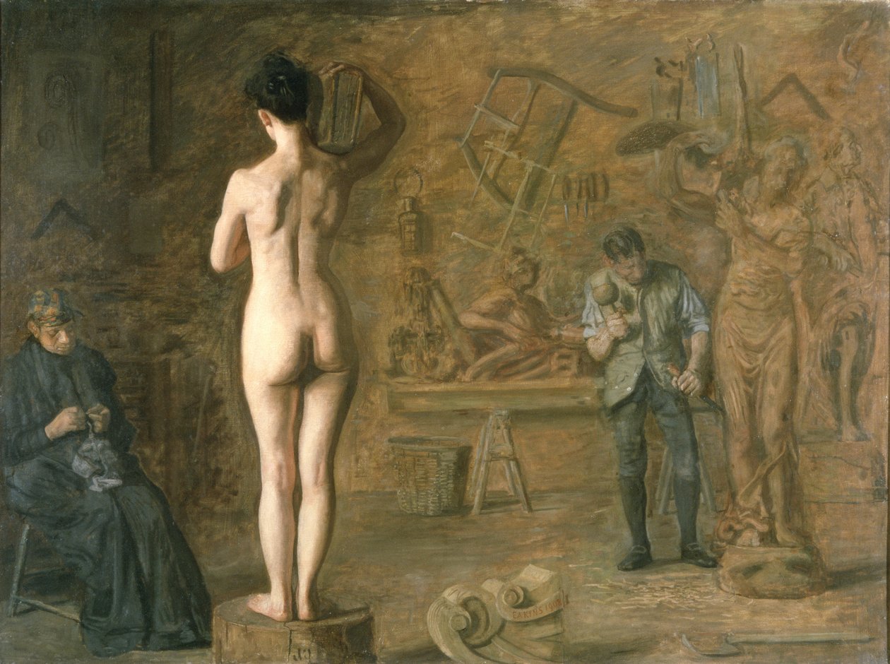 William Rush carving his Allegorical Figure of the Schuylkill River by Thomas Cowperthwait Eakins