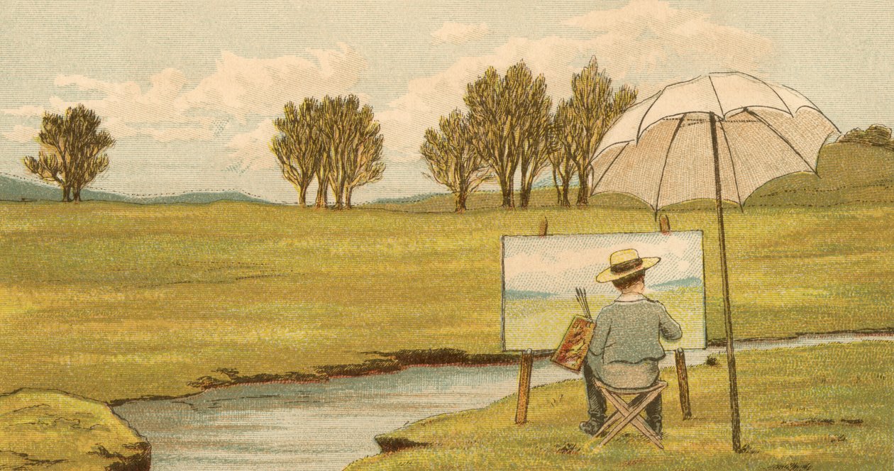 Home Life: Child Painting on the Estate Grounds by Thomas Crane