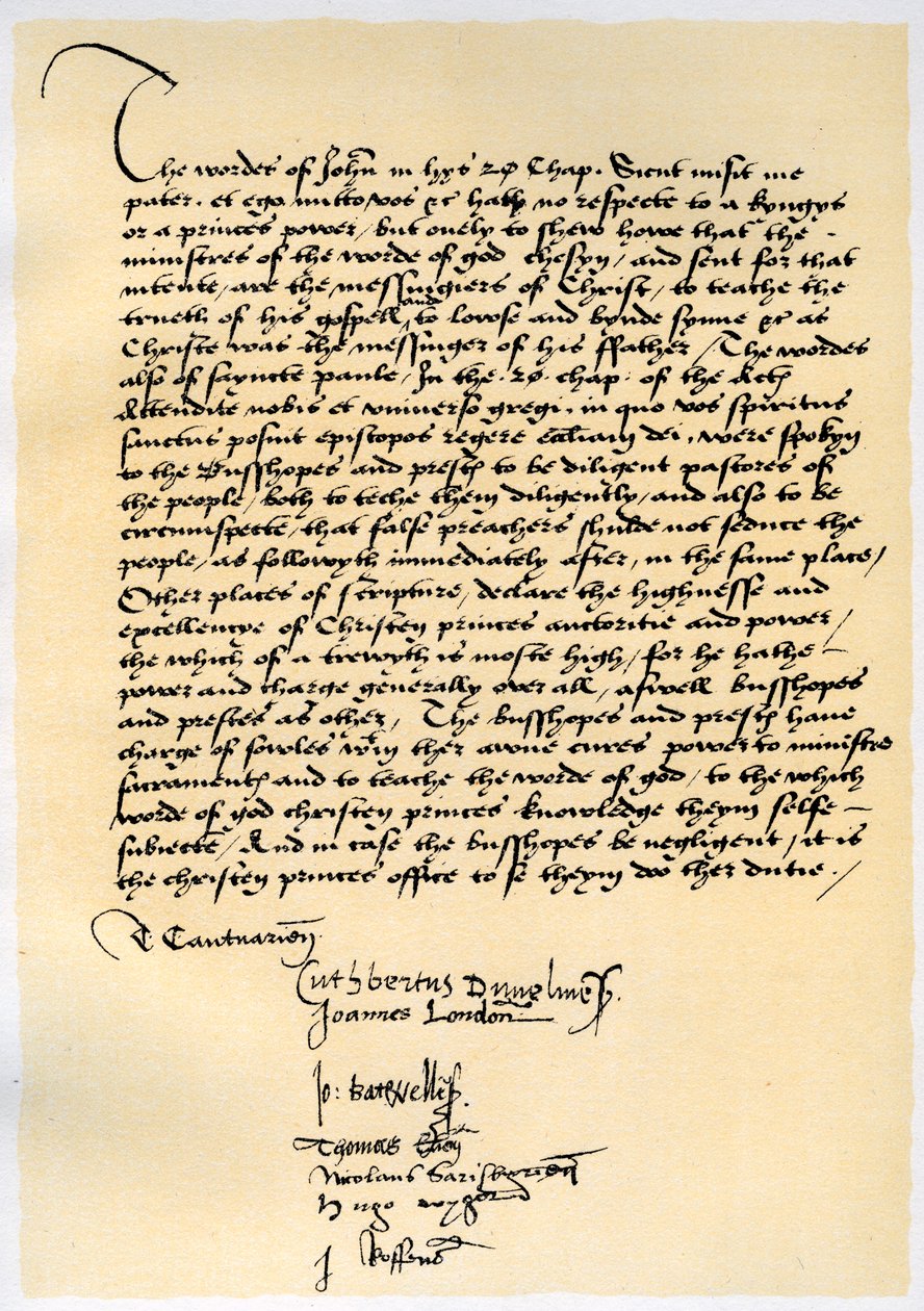 Episcopal Declaration of Archbishop Cranmer and Seven Other English Bishops, c1537 by Thomas Cranmer