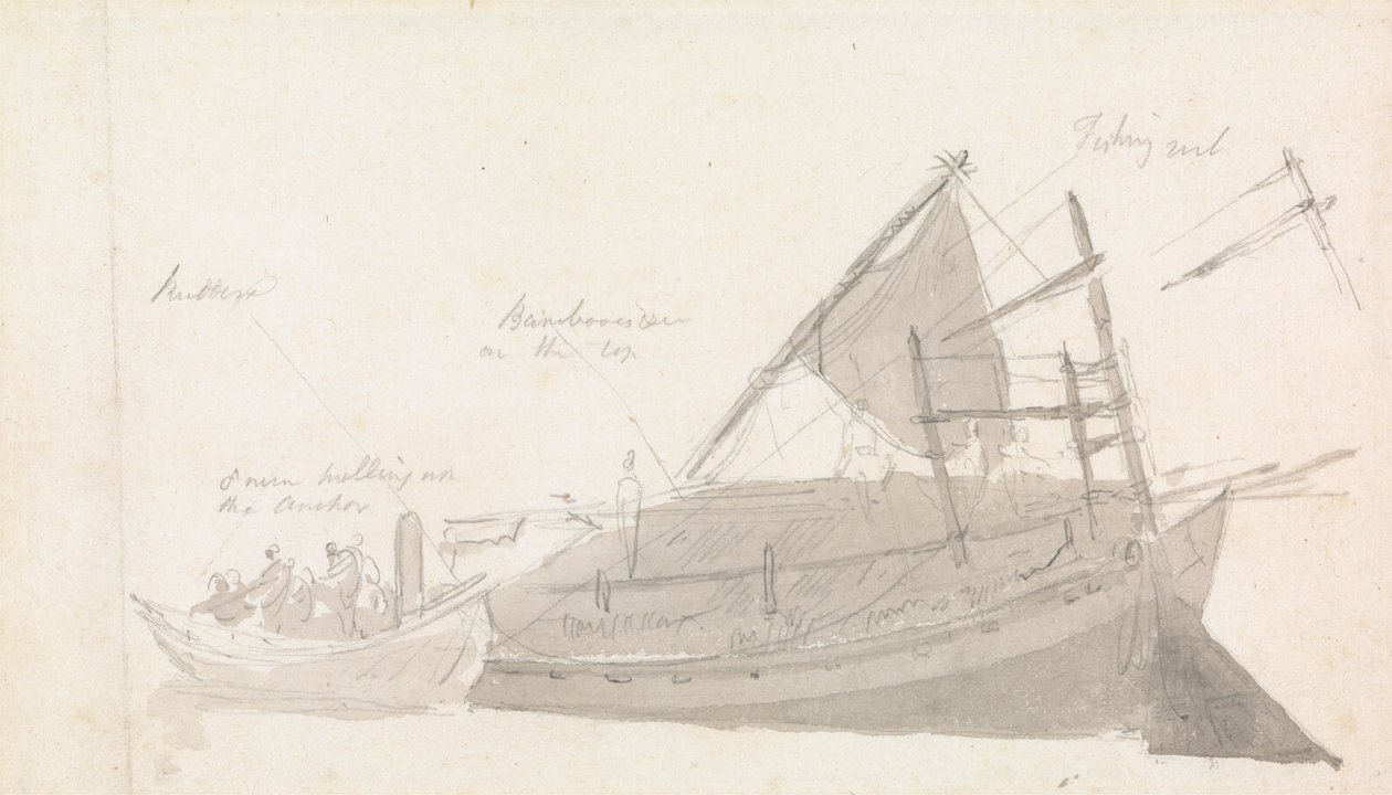 Fishing Boat with Small Craft Alongside by Thomas Daniell