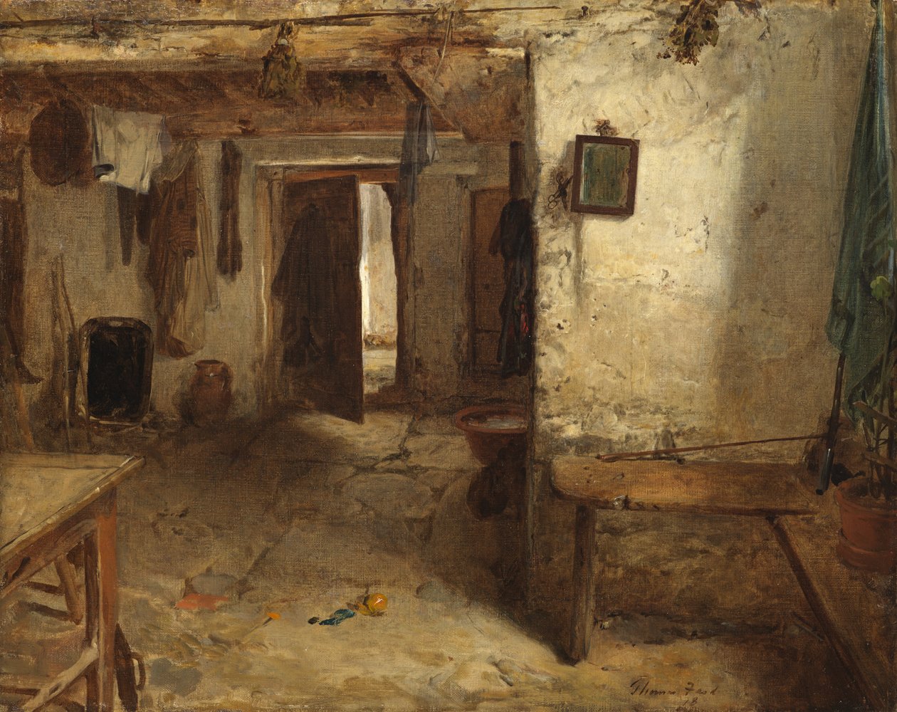 West Highland Cottage Interior by Thomas Faed