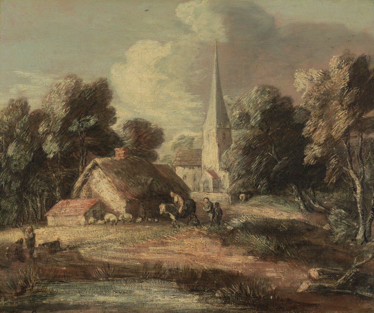 Landscape with Cottage and Church by Thomas Gainsborough