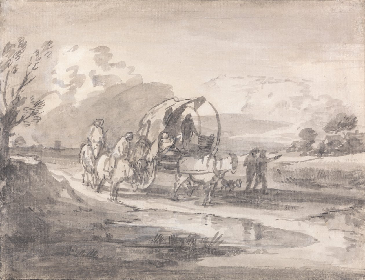 Open Landscape with Horsemen and Covered Cart by Thomas Gainsborough