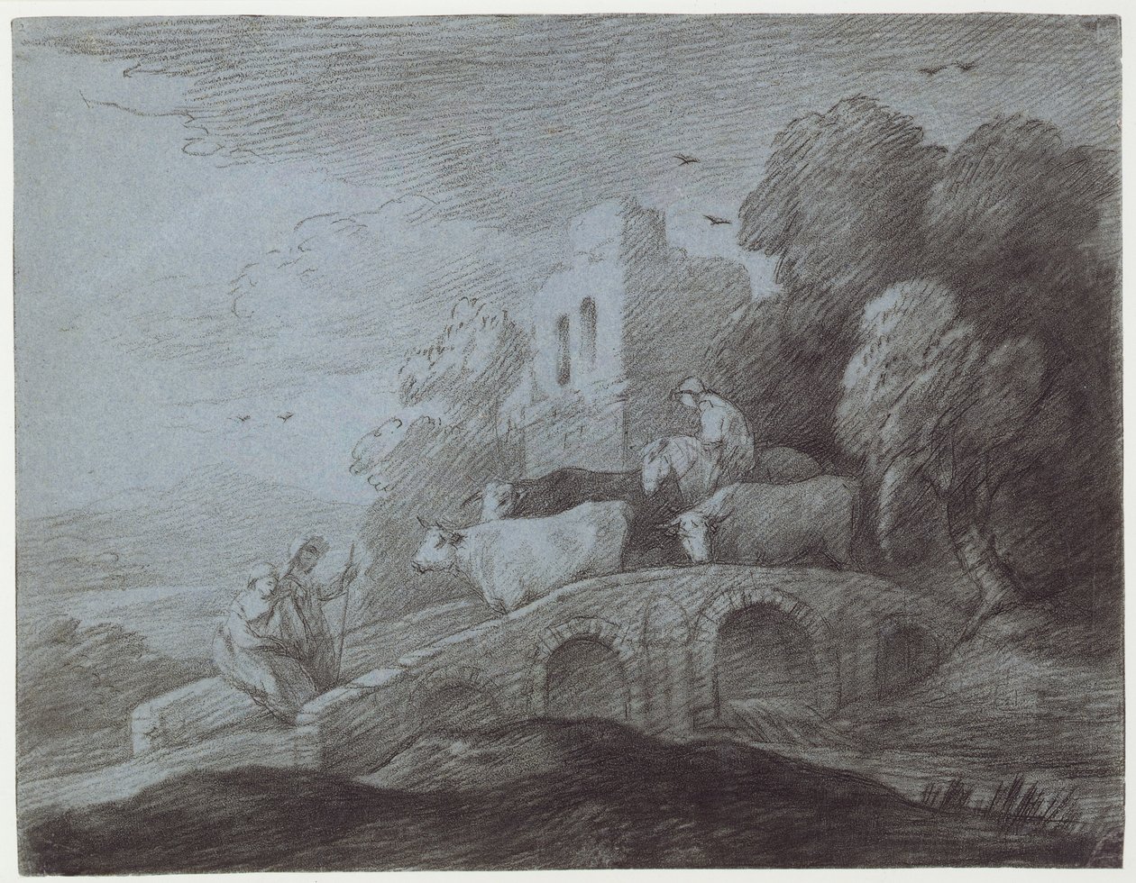 Wooded Landscape with Herdsman Driving Cattle by Thomas Gainsborough