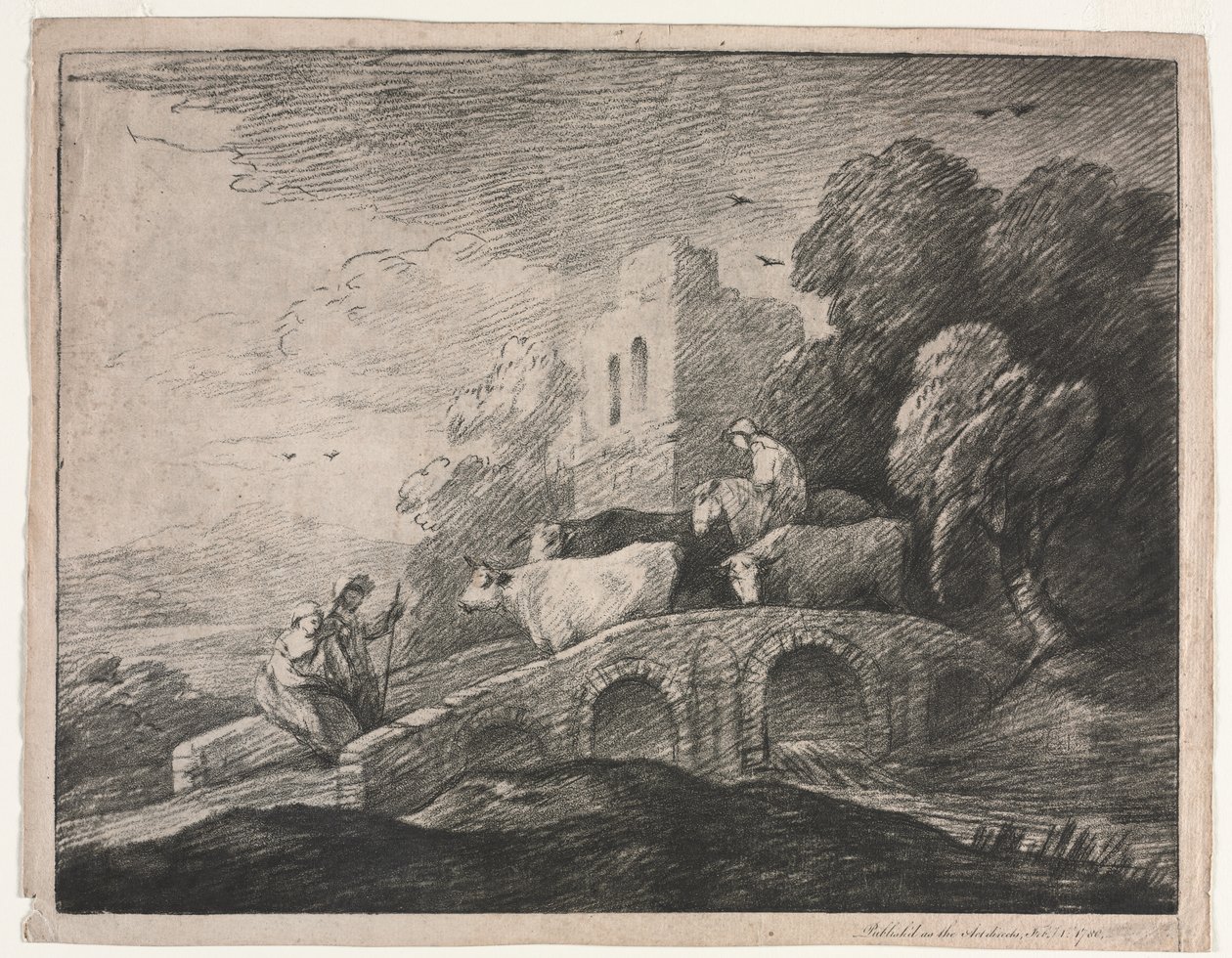 Wooded Landscape with Herdsmen Driving Cattle by Thomas Gainsborough