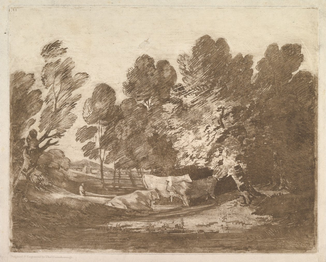 Wooded Landscape with Herdsmen and Cows, August 1, 1797 by Thomas Gainsborough