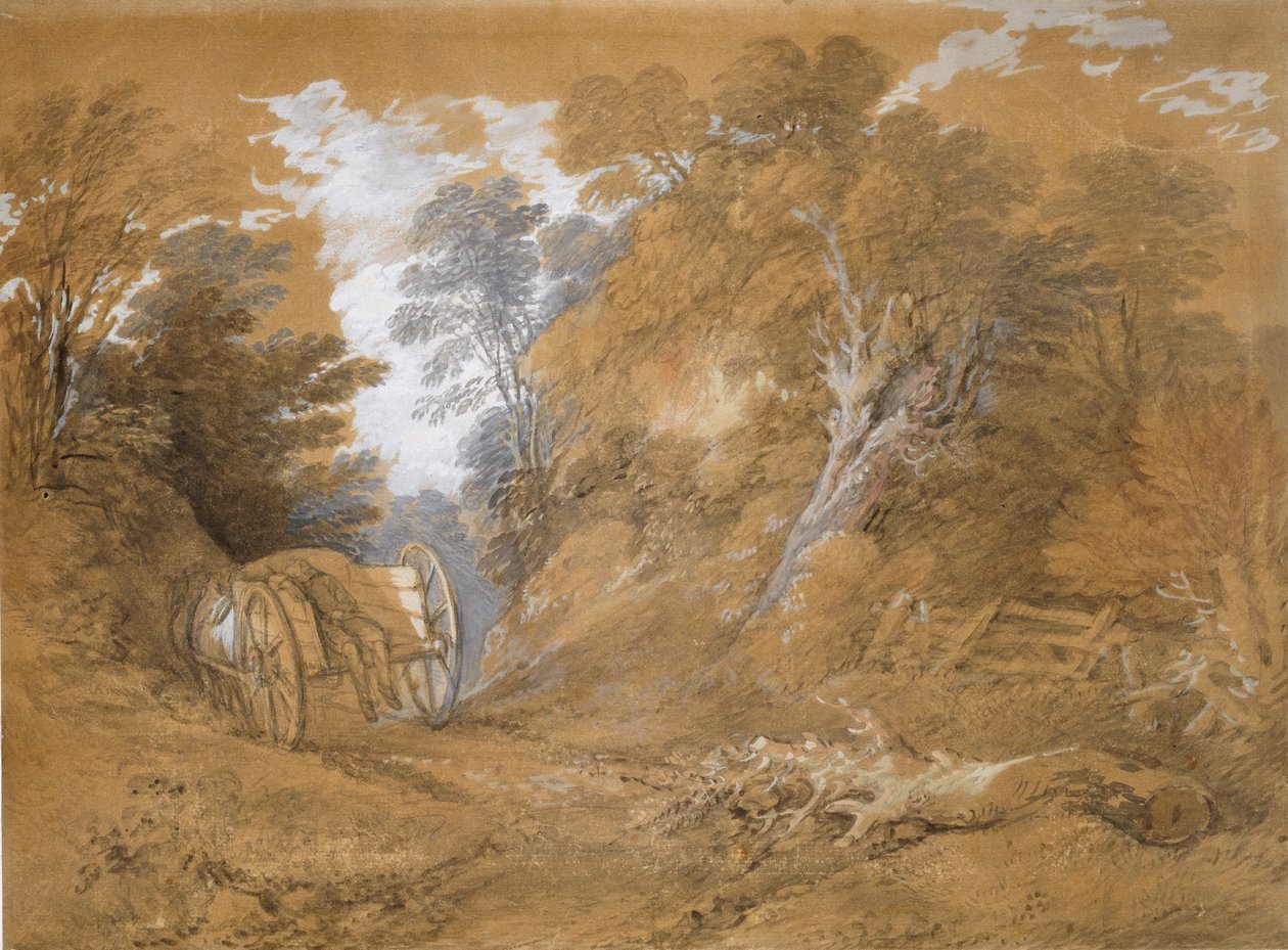 Wooded Landscape with a Peasant Boy Asleep in a Cart, 18th century by Thomas Gainsborough